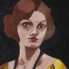 Woman with necklace, Painting, Oil on Canvas