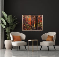 Fire On Georgian Bay, Painting, Acrylic on Canvas