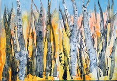 Birch Forest, Painting, Acrylic on Watercolor Paper