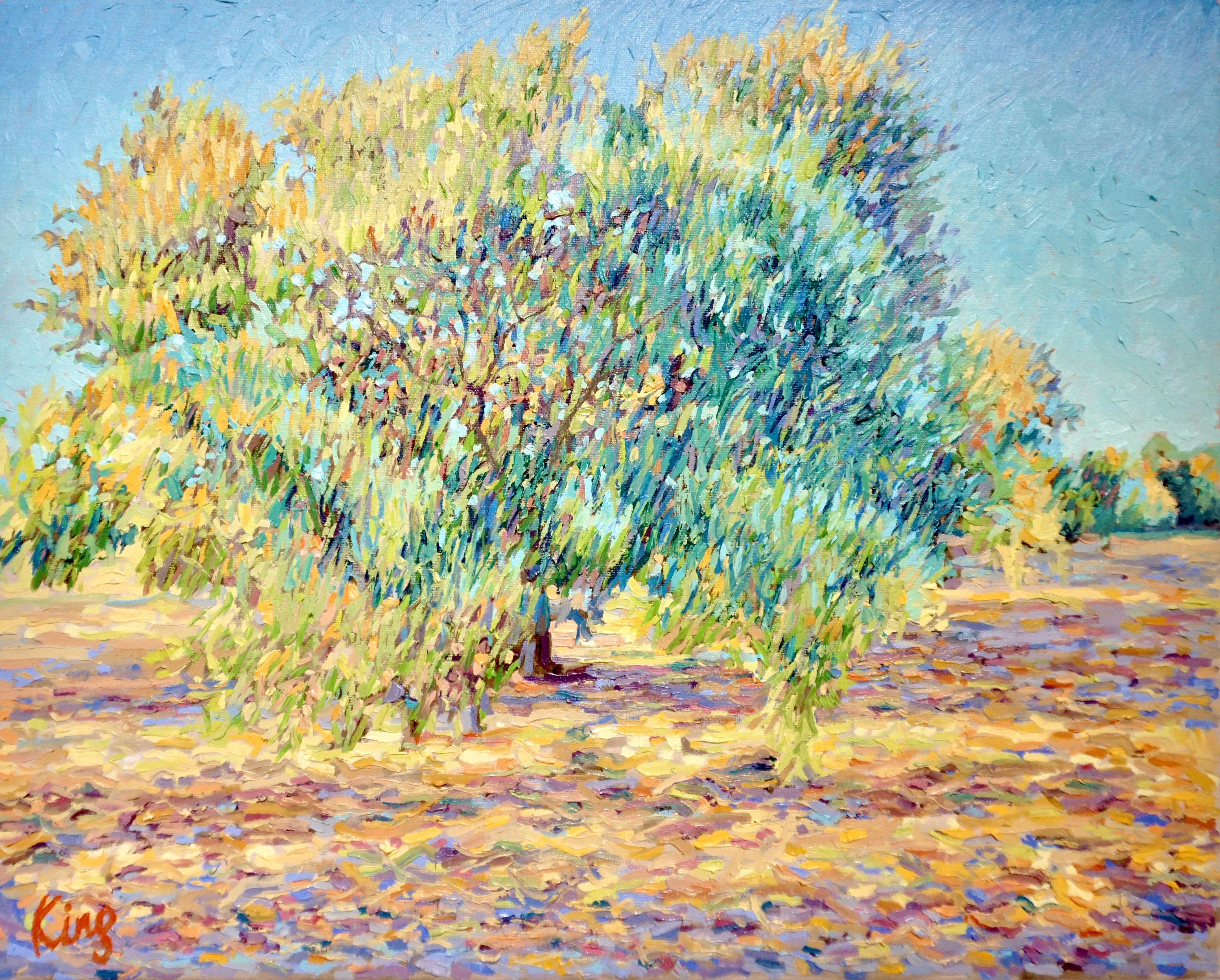 Olive Tree in July, Painting, Oil on Canvas - Art by Brian King