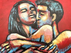 Amantes - Te adoro, Pintura, Acrílico sobre lienzo