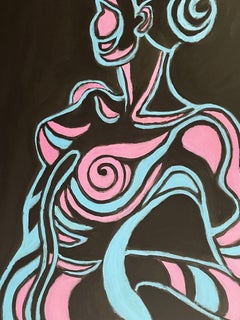 Painted Body Blue and Pink 1, Painting, Acrylic on Paper