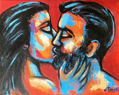 Enamorados - Beso de San Valentín 3, Pintura, Acrílico sobre lienzo