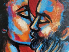 Enamorados - Beso de San Valentín 3, Pintura, Acrílico sobre lienzo