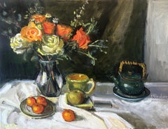 Rosas de cumpleaños y monadas, Pintura, Óleo sobre panel MDF