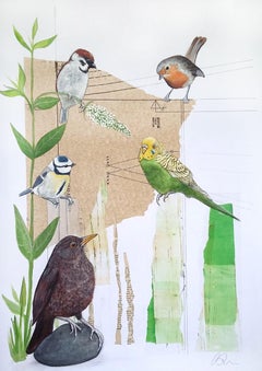 El visitante (El día del periquito), Pintura, Acrílico sobre papel