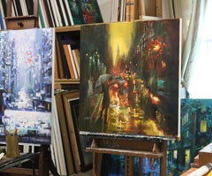 Stormy Day in Lexington Avenue, Painting, Oil on Canvas