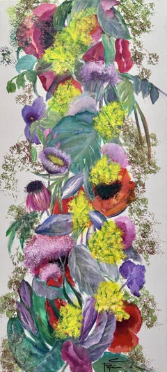 Floral Cascade, Painting, Acrylic on Canvas