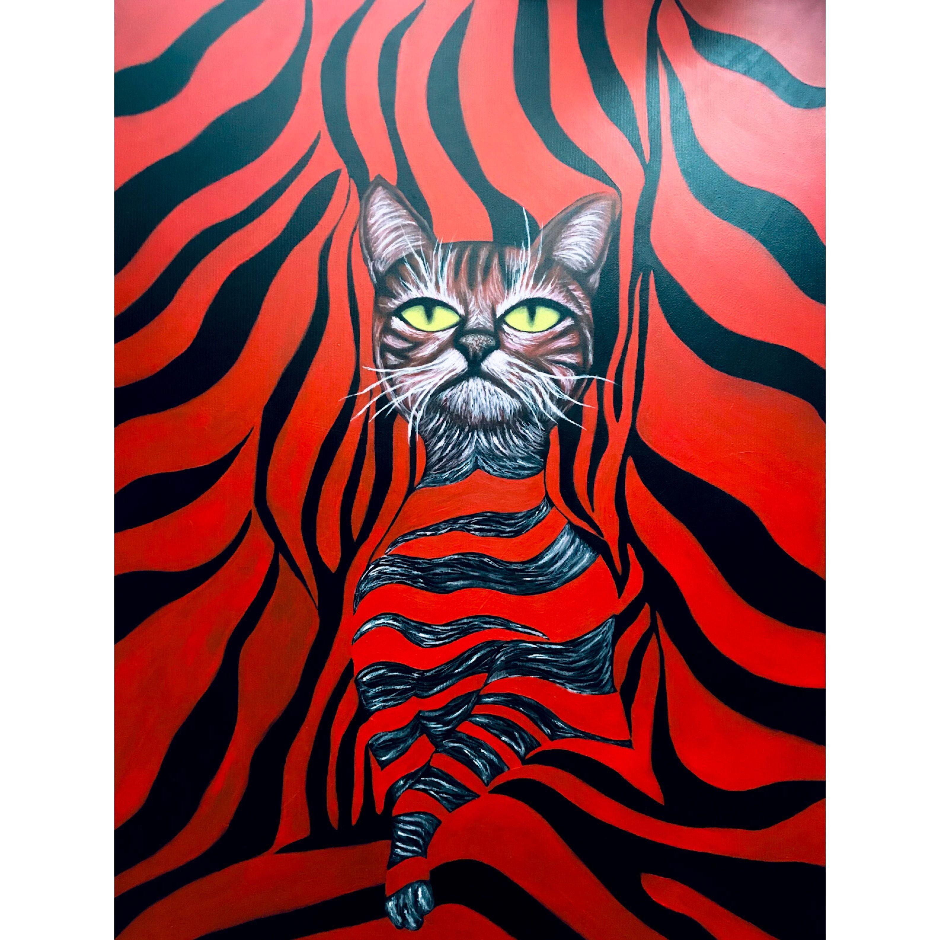 ILLuSiON Cat, Painting, Acrylic on Canvas