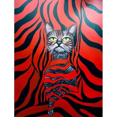 ILLuSiON Cat, Painting, Acrylic on Canvas