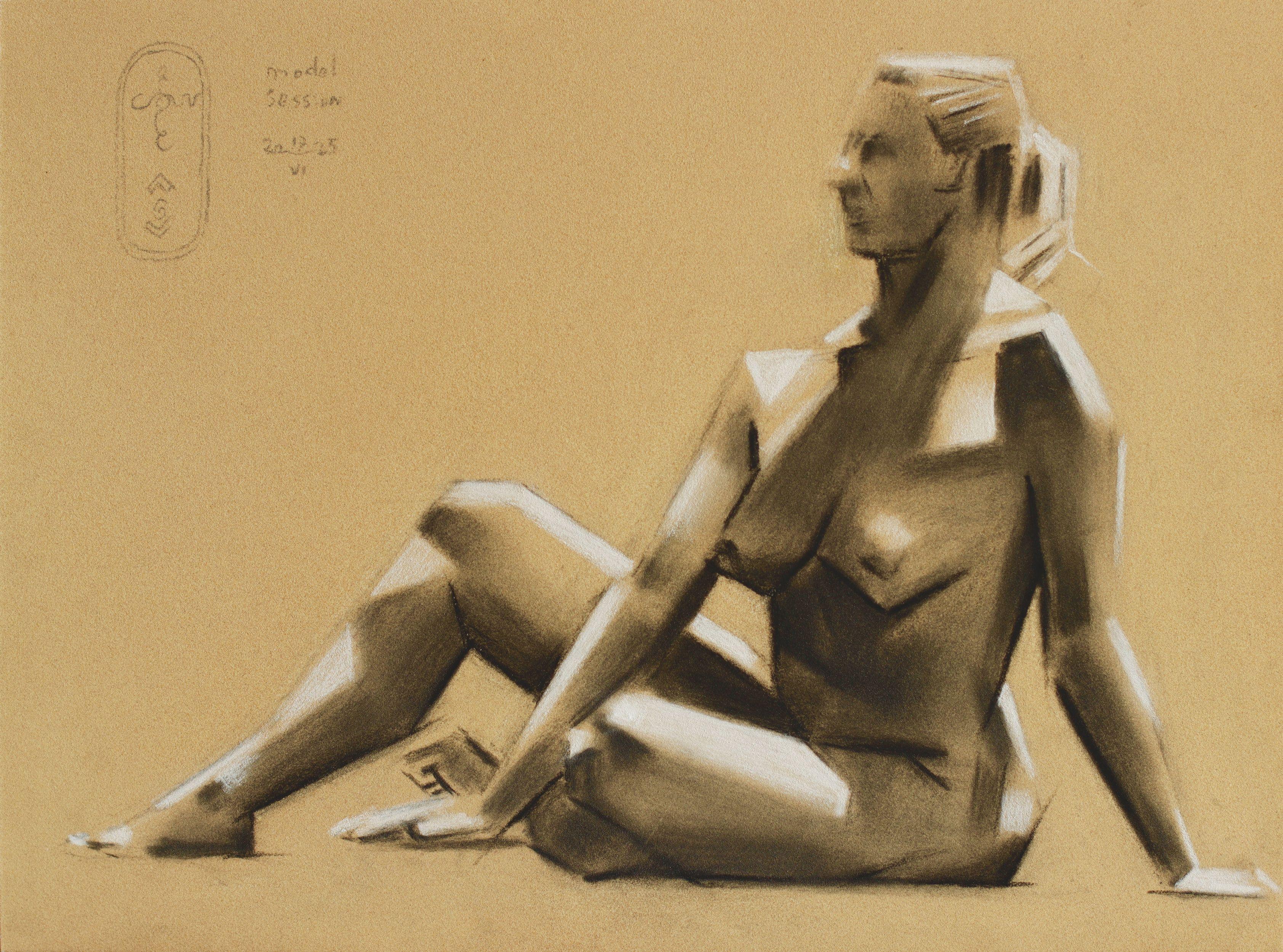 Model Session - 17-06-25 - 2, Dessin, Pastels sur papier