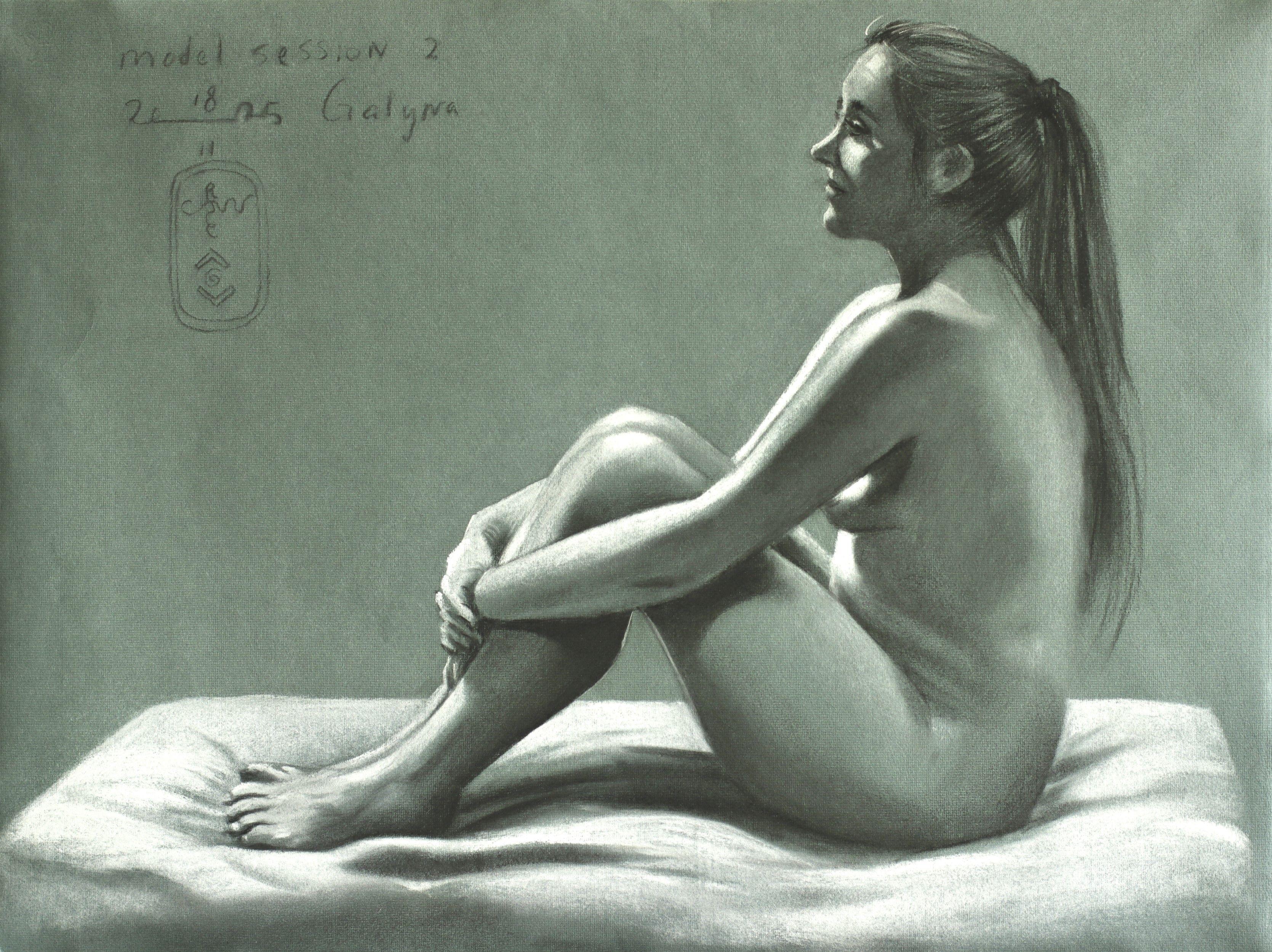 Model Session - 18-02-25 - 2, Drawing, Pastels on Paper - Art by Corne Akkers