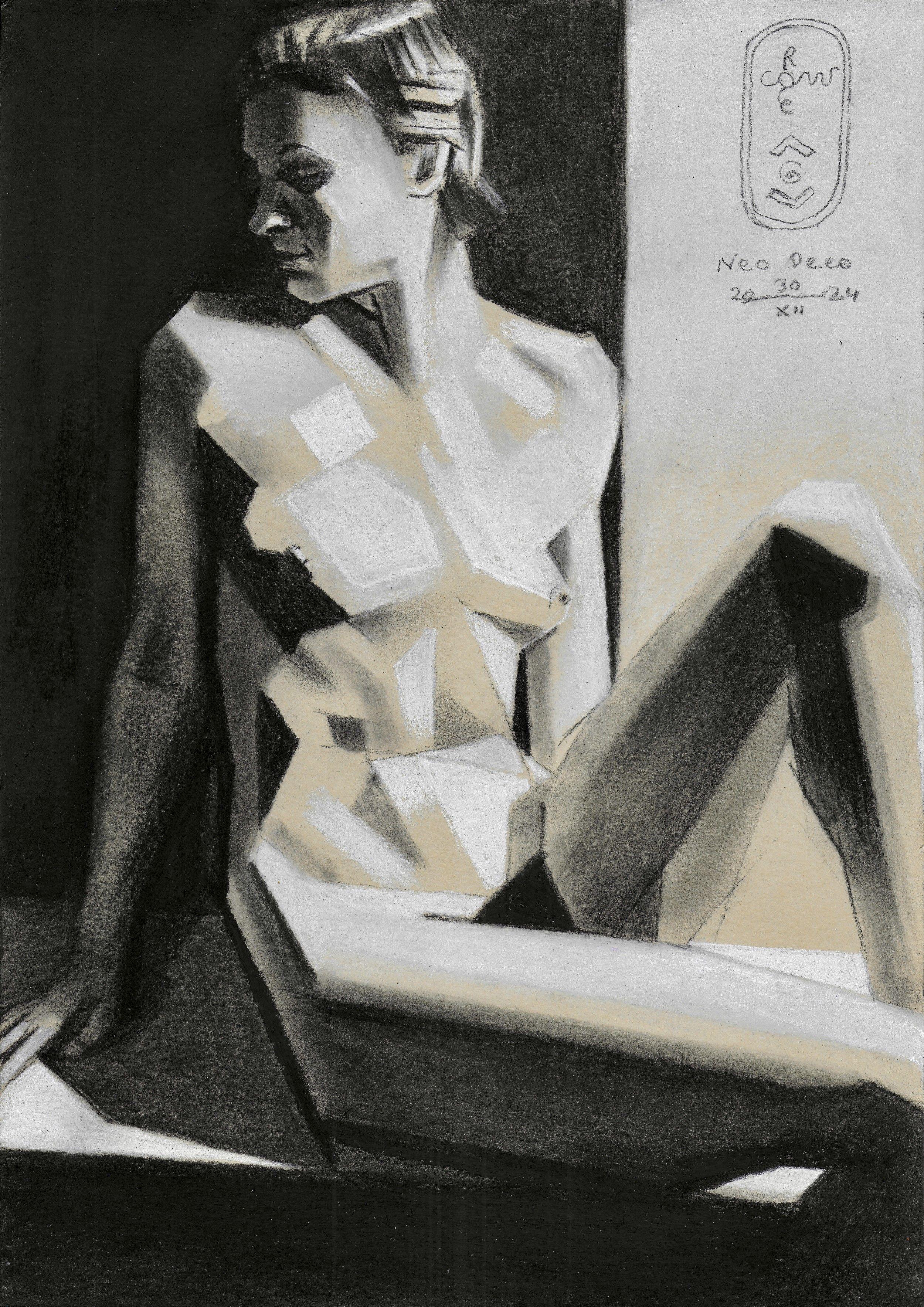 Neo Deco â€“ 30-12-24, Drawing, Pastels on Paper