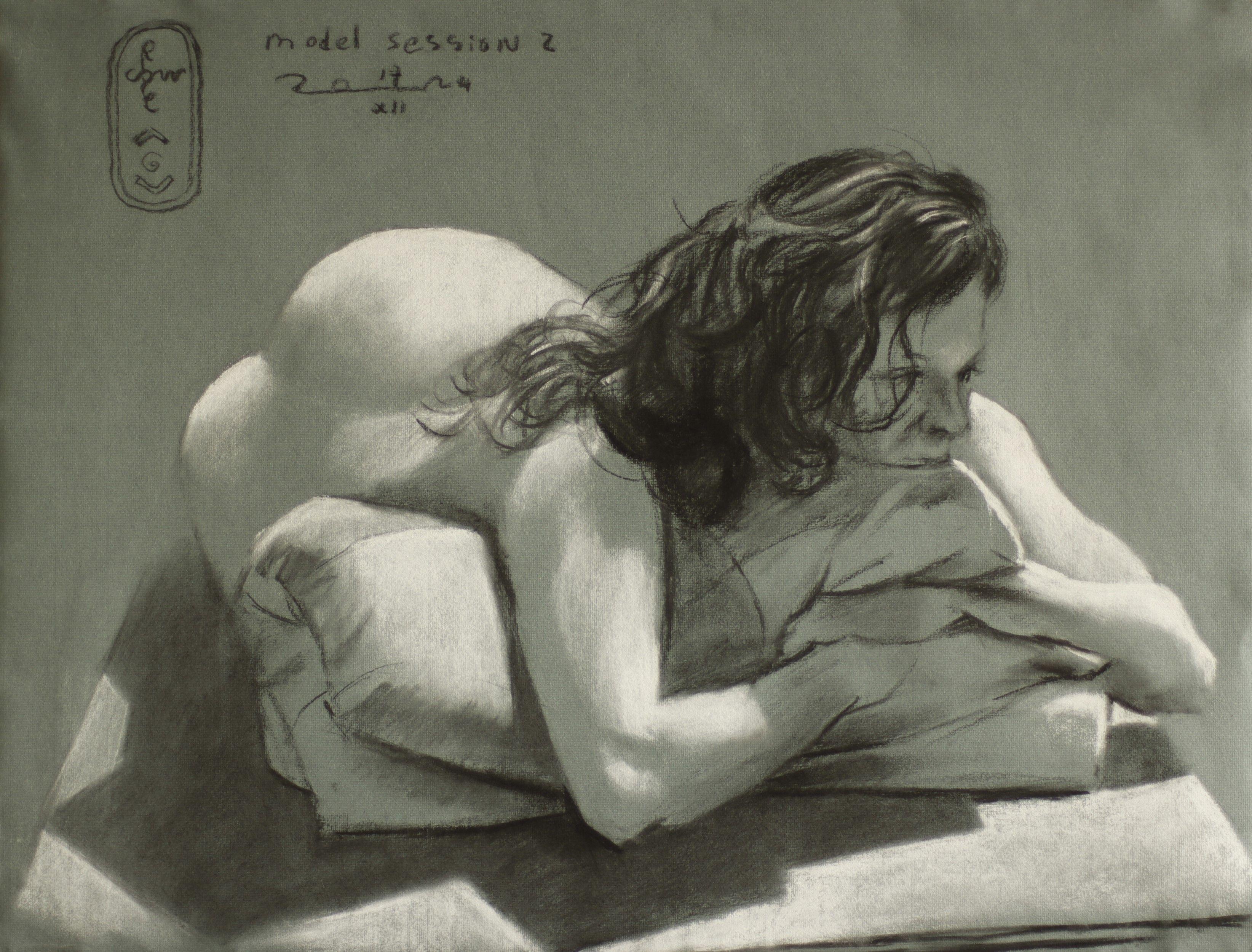 Model Session – 17-12-24 – 2, Drawing, Pastels on Paper