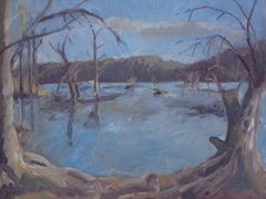 C & O Canal, Painting, Oil on MDF Panel