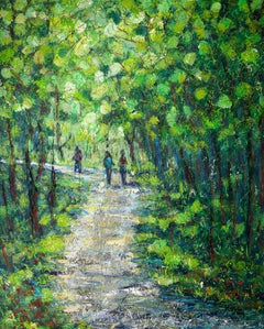 Summer Walk in the forest, Painting, Acrylic on Canvas