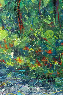 Summer Walk in the forest, Painting, Acrylic on Canvas