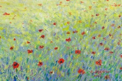 Poppy Field under the Summer Sun, Painting, Acrylic on Canvas