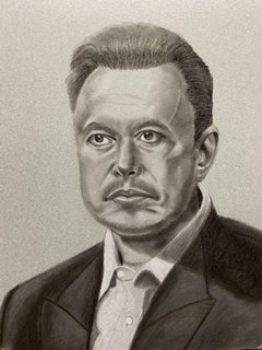 Elon Musk, Drawing, Charcoal on Paper