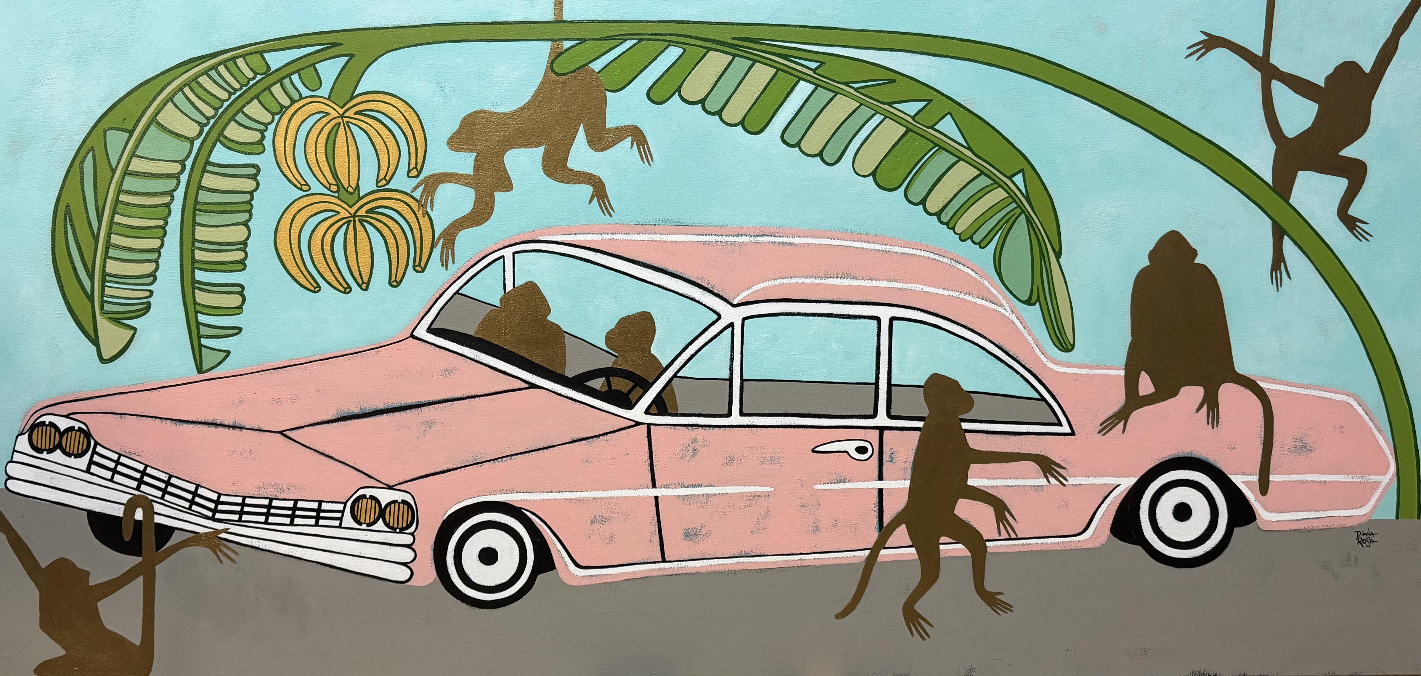 Monkey boulevard, Painting, Acrylic on Canvas - Art by Diana Rosa