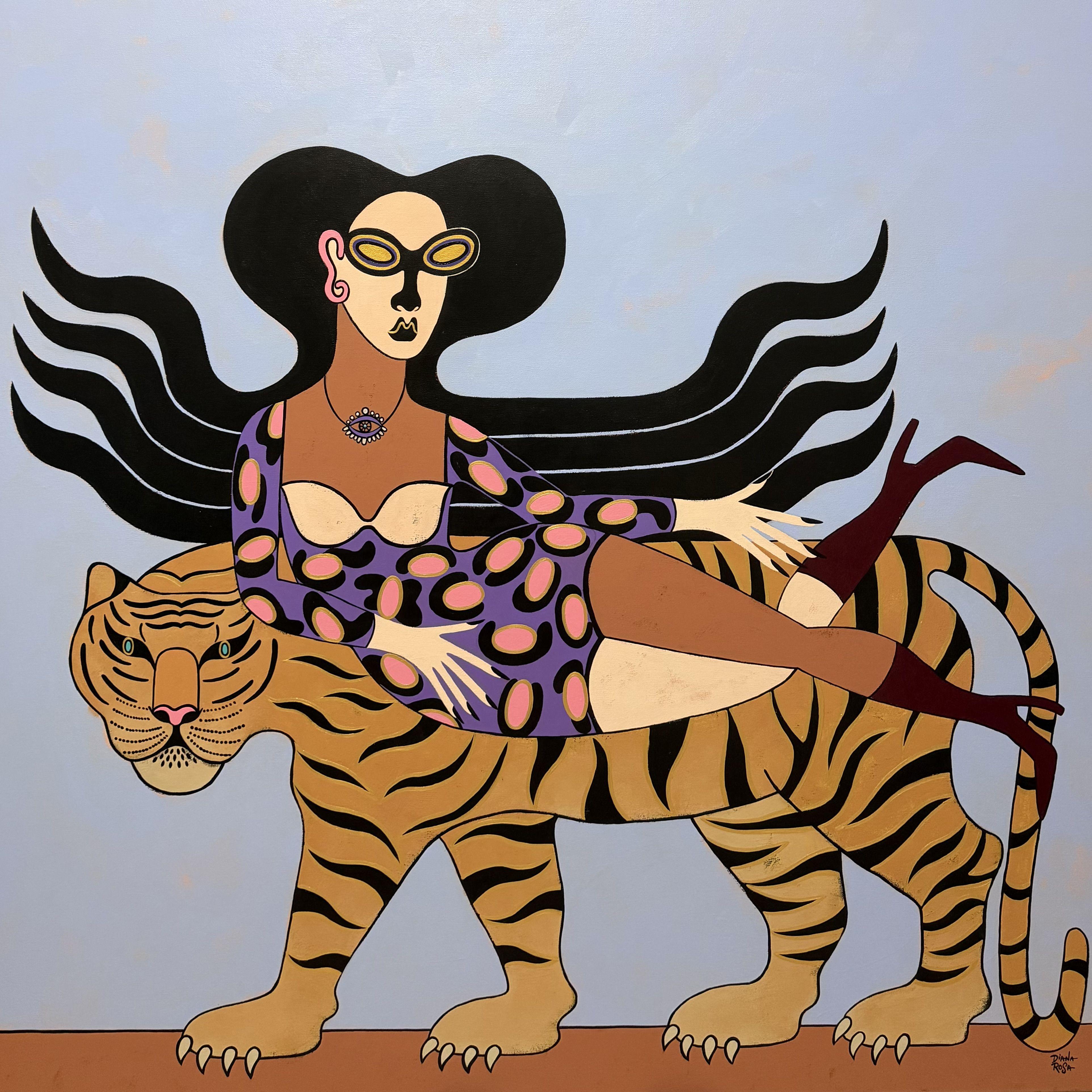 Cabalgata salvaje, Pintura, Acrílico sobre lienzo - Art de Diana Rosa