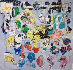 Circuit Faces, Painting, Acrylic on Canvas