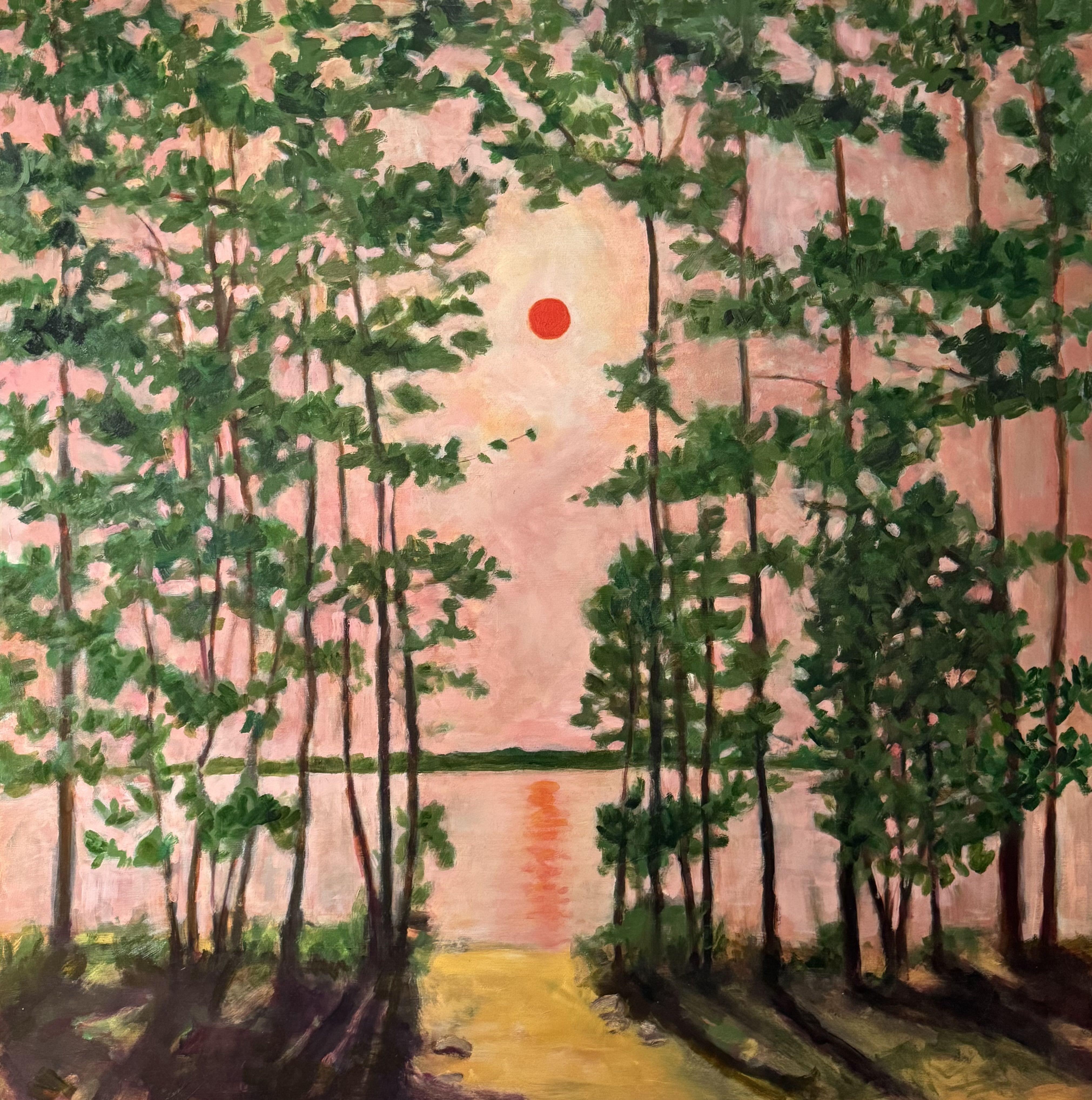 Sunset, Lake Rideau, Painting, Oil on Wood Panel
