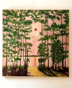 Sunset, Lake Rideau, Painting, Oil on Wood Panel