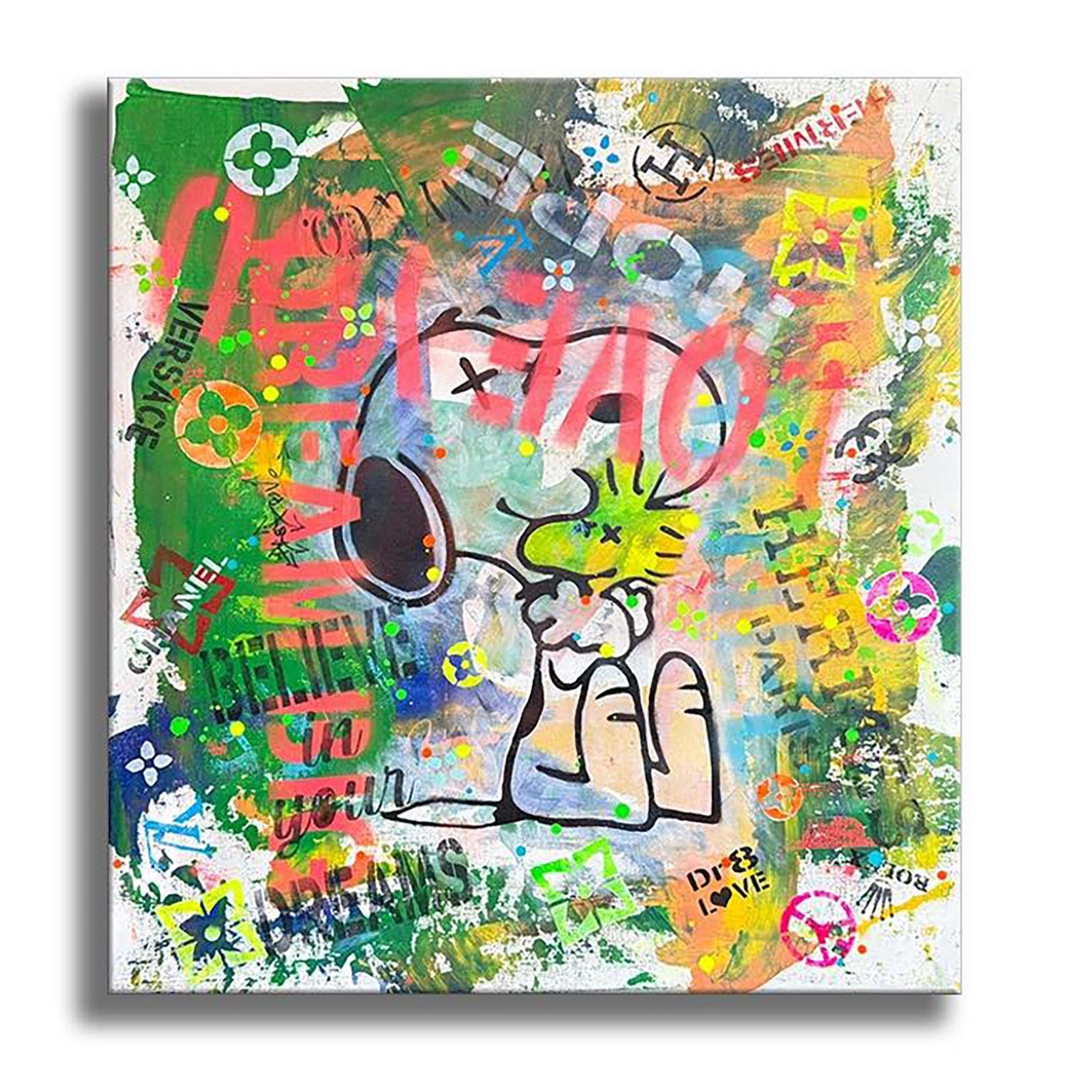 Dream Love Snoopy - Originalgemälde auf Leinwand, Gemälde, Acryl auf Leinwand