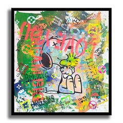 Dream Love Snoopy - Original Painting on Canvas, Painting, Acrylic on Canvas