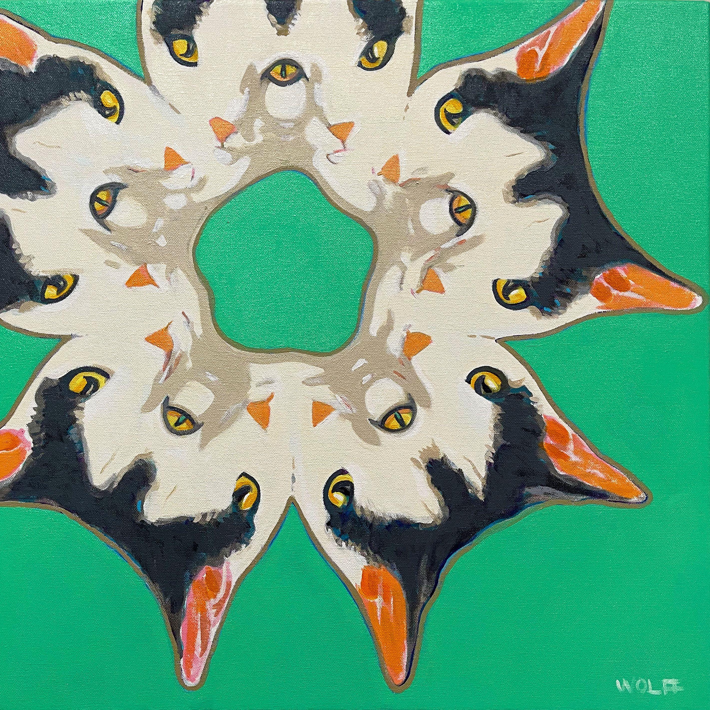 Copy Cat Eyes, Painting, Oil on Canvas - Art by Dwayne Wolff