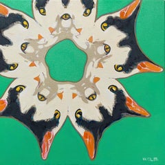 Copie des yeux de chat, peinture, huile sur toile