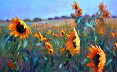 Sonnenblumen 97X170, Gemälde, Öl auf Leinwand