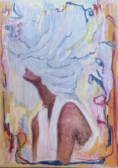 Sie hebt ihren eigenen Himmel, Malerei, Pastell auf Leinwand