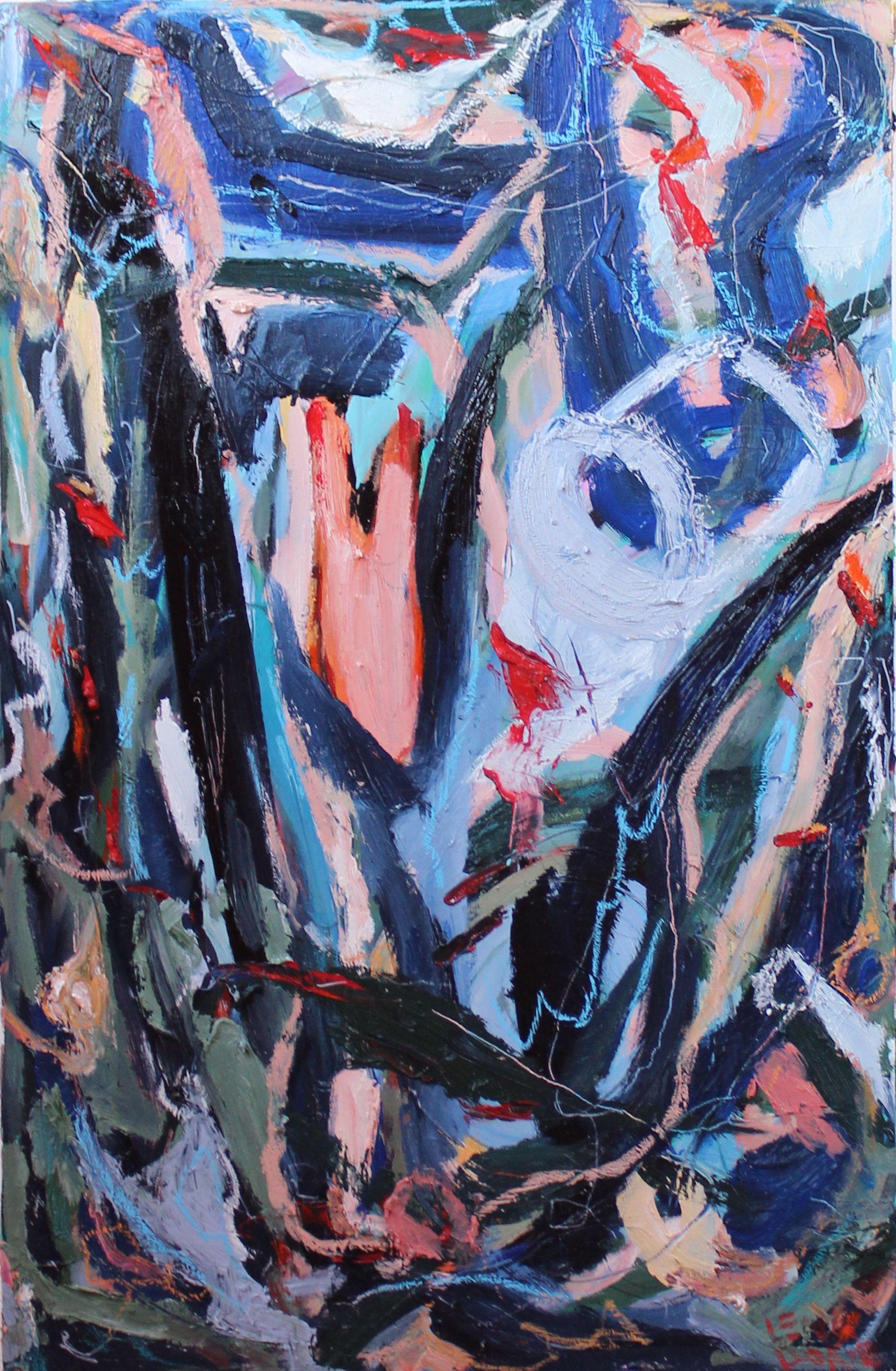 Late Wine Dialogues -1, Painting, Oil on Canvas - Art by Elena Done