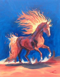 Fiery horse, Painting, Oil on Canvas