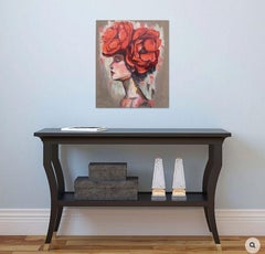 Portrait with poppies, Painting, Oil on Canvas