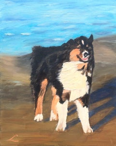 Chien au vent, Peinture, Huile sur toile