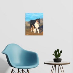 Chien au vent, Peinture, Huile sur toile