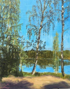 Alberi del lago del pastore 3, Pittura, Olio su tela