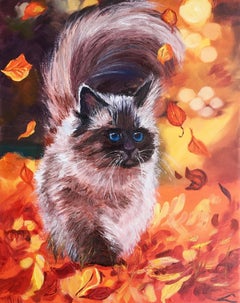 Autumn cat, Painting, Oil on Canvas