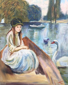 Sul lago, Pittura, Olio su tela