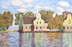 River Zaan houses, Painting, Oil on Canvas