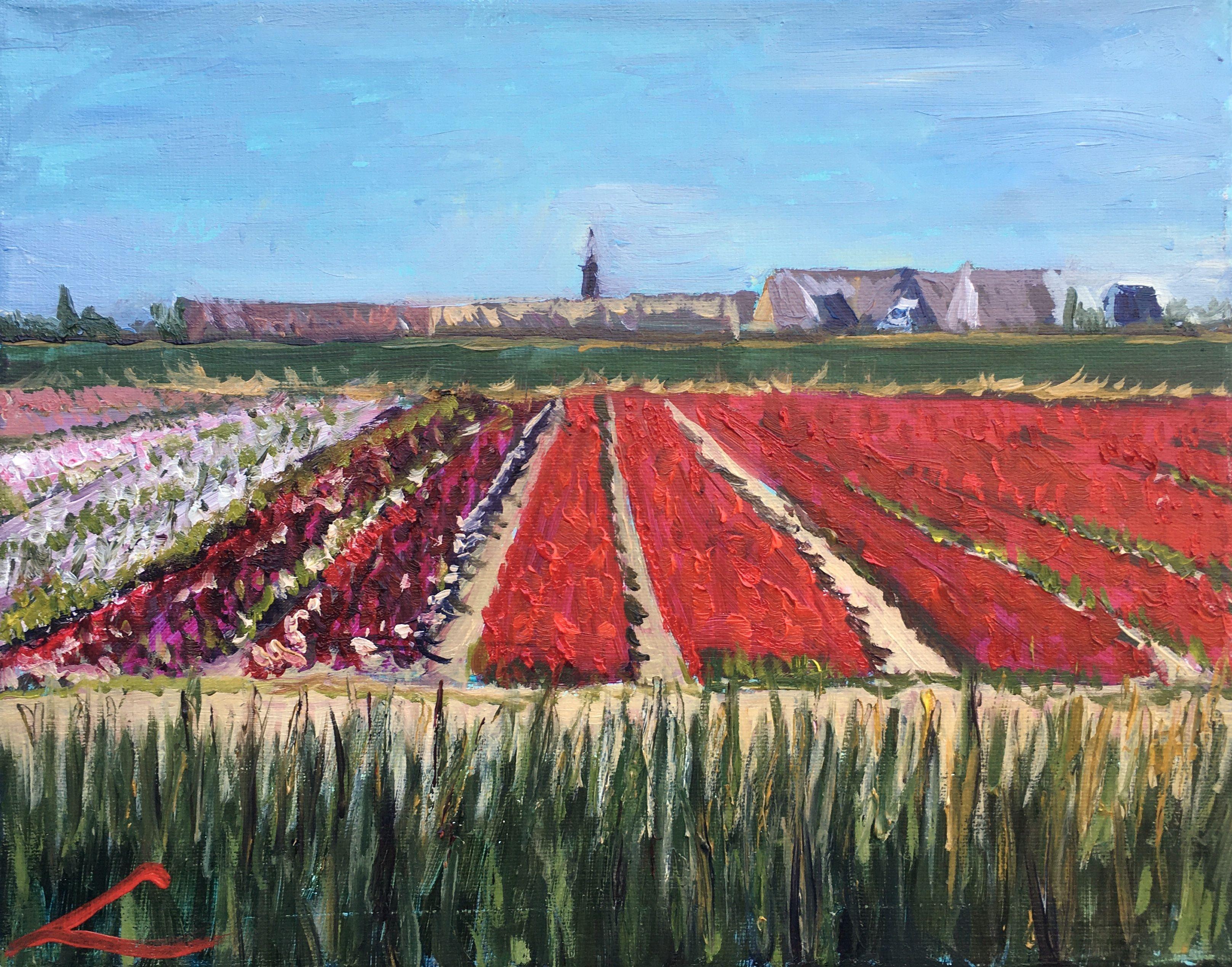 Tulip fields of Lisse, Painting, Oil on Canvas