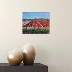 Champs de tulipes de Lisse, peinture, huile sur toile