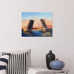Zugbrücken, Gemälde, Öl auf Leinwand