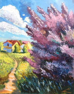 Landscape with lilac, Painting, Oil on Canvas