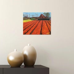 Tulpen Bauernhaus, Gemälde, Öl auf Leinwand