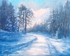 Winterstraße, Gemälde, Öl auf Leinwand