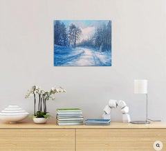 Winterstraße, Gemälde, Öl auf Leinwand